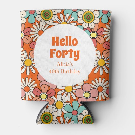 Hallo Retro Hippie Groovy Flower Blikjeskoeler (Voorkant)