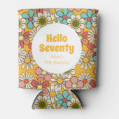 Hallo Retro Hippie Groovy Flower Blikjeskoeler (Voorkant)