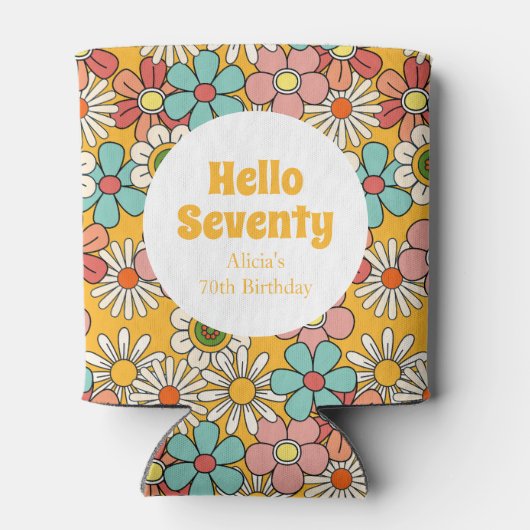 Hallo Retro Hippie Groovy Flower Blikjeskoeler (Achterkant)