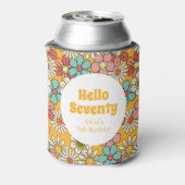 Hallo Retro Hippie Groovy Flower Blikjeskoeler (Blikje Achterkant)