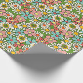 Hallo Retro Hippie Groovy Flower Cadeaupapier (Hoek)