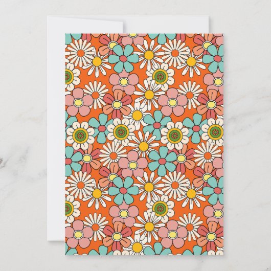 Hallo Retro Hippie Groovy Flower Kaart (Achterkant)