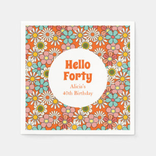 Hallo Retro Hippie Groovy Flower Servet