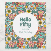 Hallo Retro Hippie Groovy Flower Wijn Etiket (Enkel label)