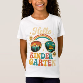 Hallo Retro @ Kleuterschool Terug naar school Zonn T-shirt