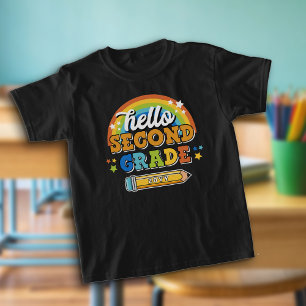 Hallo Retro Rainbow 2e klas met jaar T-shirt