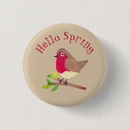 Hallo Retro Robin - Schattigee gepersonaliseerde l Ronde Button 3,2 Cm