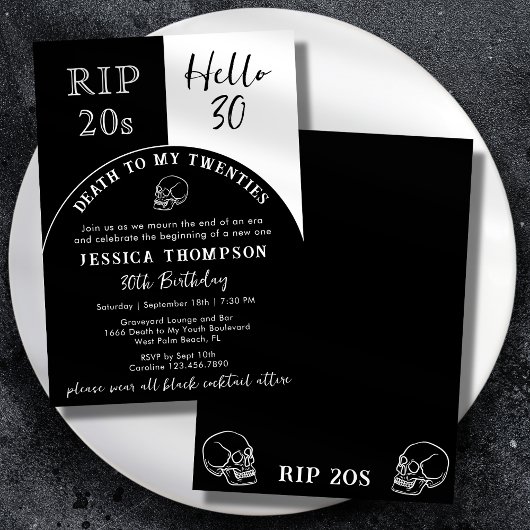 HALLO RIP 20s? 30 Tombstone Skull 30th Birthday Kaart