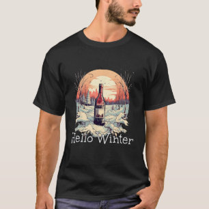 Hallo Rode wijn seizoen met sneeuw voor winter en T-shirt