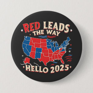Hallo Rood leidt de weg Ronde Button 7,6 Cm