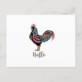 hallo ""Rooster" Chicken Folk Briefkaart Travel Wo