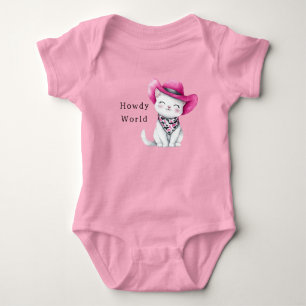 Hallo Roze Cowgirl Kat met een Hoed Romper