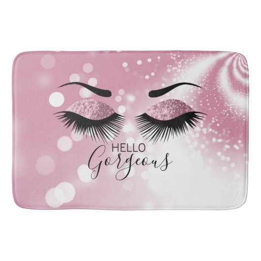 hallo - Roze Glitter Eyes Badmat (Voorkant)