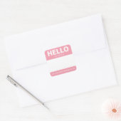 Hallo Roze "?" Naam Badge Bookplate Vierkante Sticker (Envelop)