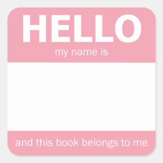 Hallo Roze "?" Naam Badge Bookplate Vierkante Sticker
