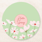 hallo roze rode kosmosbloemen ronde kartonnen onderzetter (Voorkant)
