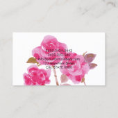 hallo, roze Rose Floral Visitekaartje (Achterkant)