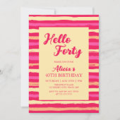 Hallo Roze Strepen Kleurrijk Kaart (Voorkant)