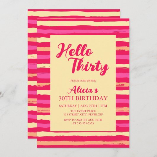 Hallo Roze Strepen Kleurrijk Kaart (Voorkant / Achterkant)