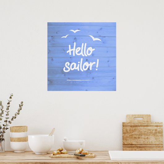 hallo Sailor Fun Boating Beach Art Poster (Keuken)