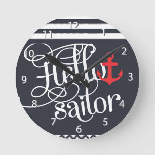 hallo Sailor. Retro meisje Nautical Ronde Klok