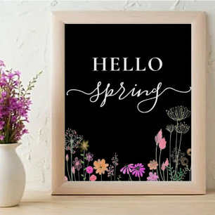 hallo schattige bloemen bloemen poster