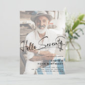 Hallo Script = 70 minimale foto 70ste verjaardag Kaart (Staand voorkant)