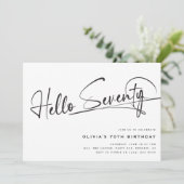 Hallo Script # 70ste verjaardag minimalistisch Kaart (Staand voorkant)