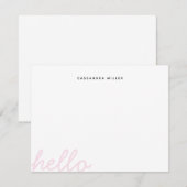 Hallo Script Blush Pink Minimalist gepersonaliseer Notitiekaartje (Voorkant / Achterkant)