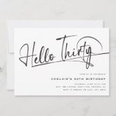 Hallo Script dertig minimalistische 30ste verjaard Kaart (Voorkant)