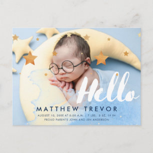 Hallo Script Droom Baby Foto Aankondigingskaart