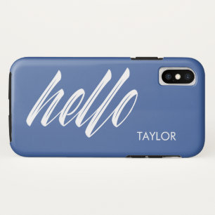 hallo script met aangepaste naam blauw iPhone XS hoesje