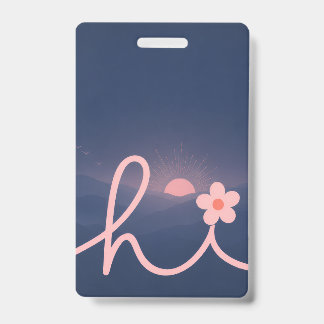 "hallo" Script Mountain Sunset Design Badge