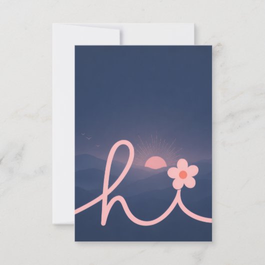 "hallo" Script Mountain Sunset Design Bedankkaart (Voorkant)