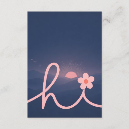 "hallo" Script Mountain Sunset Design Informatiekaartje (Voorkant)