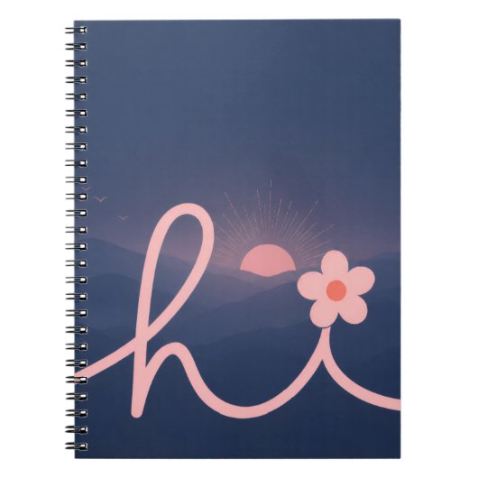 "hallo" Script Mountain Sunset Design Notitieboek (Voorkant)