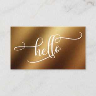 Hallo Script Typografie Over Glad Goud Folie Visitekaartje