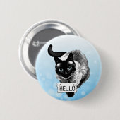 hallo Siamese Cat Holding Sign Button (Voorkant /achterkant)