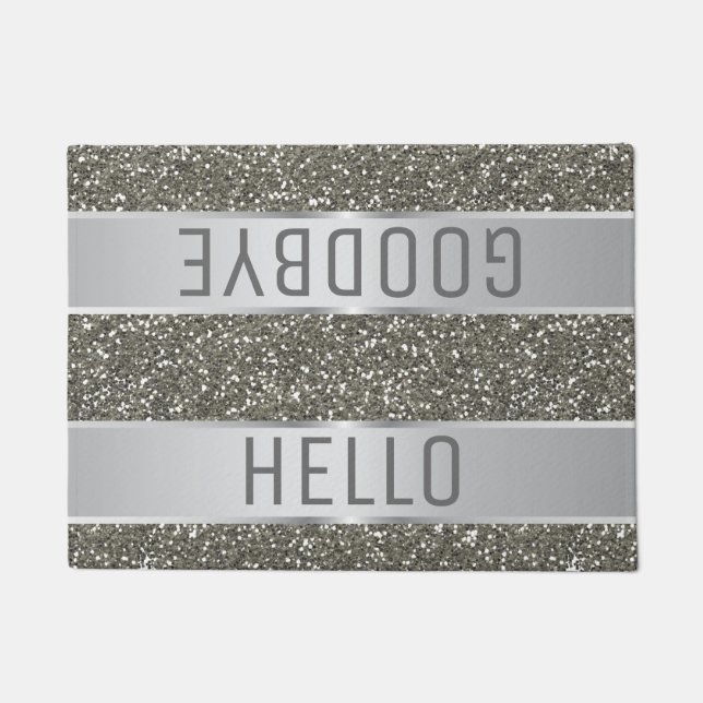 Hallo Silver Glitter Pattern Deurmat (Voorkant)