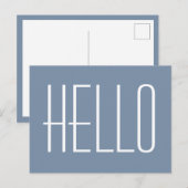 hallo Simple Minimalist Typography Greeting Blue Briefkaart (Voorkant / Achterkant)