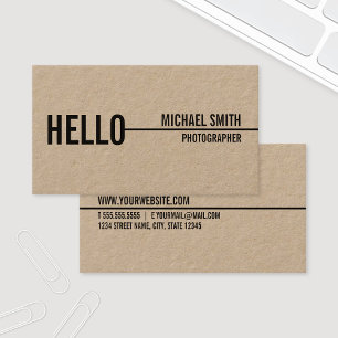 "Hallo" Simple Modern Minimalist Kraft Paper Visitekaartje