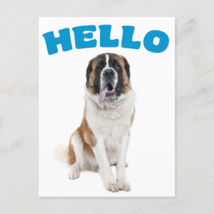 Hallo Sint Bernard Puppy Dog Blauw Briefkaart