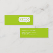 "Hallo" Speech Bubble Contactkaartje (Voorkant / Achterkant)