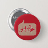 hallo Speech Bubble Red Ronde Button 5,7 Cm (Voorkant /achterkant)