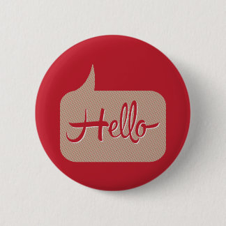 hallo Speech Bubble Red Ronde Button 5,7 Cm