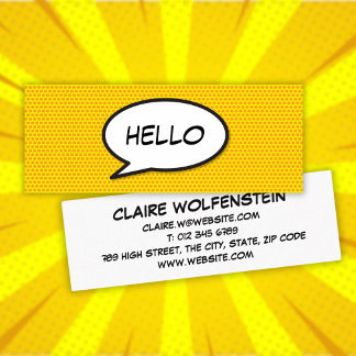 hallo Spraakbubble Retro Comic Book Mini Visitekaartje