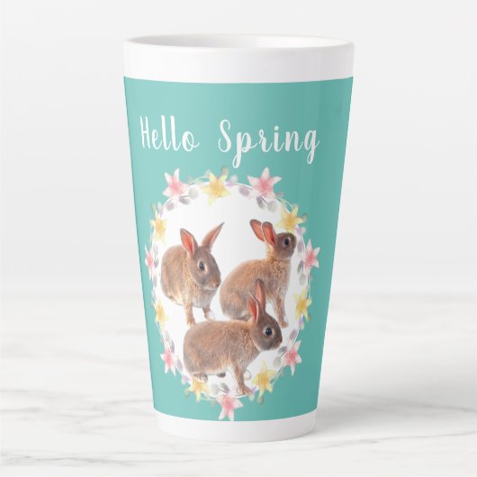 hallo Spring Bunny Rabbit Seasonal Latte Mok (Voorkant)