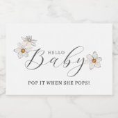 Hallo Spring Daffodil Baby Script baby shower Sparkling Wijnetiket (Enkel label)
