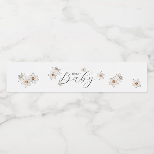 Hallo Spring Daffodil Baby Script Enclosure Kaart Waterfles Etiket (Enkel label)