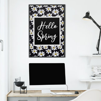 hallo Spring Daisy Floral Pattern Poster